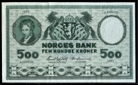 노르웨이 Norway 1971 500 Kroner P34f 미품