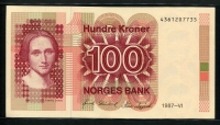 노르웨이 Norway 1987 100 Kroner P43c 미사용
