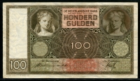 네덜란드 Netherlands 1939 100 Gulden P51b 미품