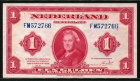 네덜란드 Netherlands 1943 1 Gulden, P6 극미품 (2개 핀홀)