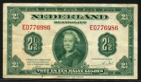 네덜란드 Netherlands 1943 2 1/2 Gulden P65 미품