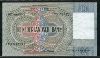 네덜란드 Netherlands 1942 10 Gulden P56 준미사용