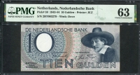네덜란드 Netherlands 1943-1944 10 Gulden P59 PMG 63 미사용
