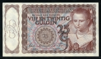 네덜란드 Netherlands 1943-1944 25 Gulden P60 미사용-