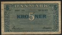 덴마크 Denmark 1944 5 Kroner P35a 미품