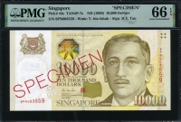 싱가포르 Singapore 1999 10000 Dollars P44s 견양권 Specimen PMG 66 EPQ 완전미사용