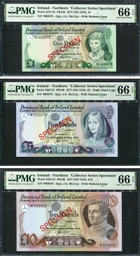 아일랜드 Ireland Northern 1977 Collector Series Specimen 1 / 5 / 10 Pound CS2 💎 3종 PMG 66 EPQ 완전미사용