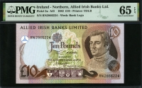 아일랜드 Ireland Northern 1982, Northern Allied Irish Banks Ltd 10 Pounds, P3a PMG 65 EPQ 완전미사용