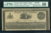 아일랜드 Ireland Republic 1900-1915(1903) National Bank Limited 1 Pound 프루프 PA57p PMG 50 준미사용
