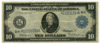 미국 1914년 블루실 10달러 대형지폐 미품 ( 사진으로 상태를 확인해 주세요 )