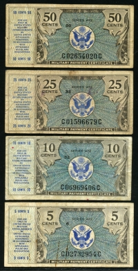 미국 1948 군표 Series 472  5 10 25 50 Cents M15-18 4종 미품