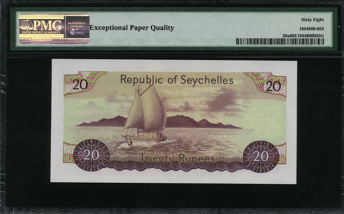 세이셸 Seychelles 1977 20 Rupees P20a PMG 68 EPQ 슈퍼 완전미사용 고등급
