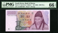 한국은행 1983년 2차 천원, 나 1000원 똥돈 💥 초판 가가가 06포인트 PMG 66 EPQ 완전미사용