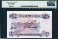 모리셔스 Mauritius 1967 Collector Specimen 50 Rupees,P33cs,Legacy 67 PPQ 페펙트 미사용