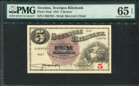 스웨덴 Sweden 1947년 5 Kronor, P33ad  PMG 65 EPQ 완전미사용
