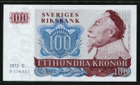 스웨덴 Sweden 1972 100 Kronor P54b 미사용