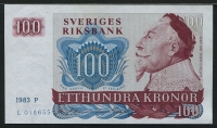 스웨덴 Sweden 1983 100 Kronor P54c 준미사용