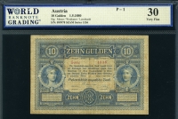 오스트리아 Austria 1880 10 Gulden P1 WBG 30 미품