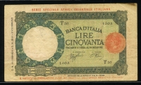 이탈리아령 동아프리카 Italian East Africa 1939 50 Lire P1b 미품