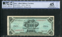 이탈리아 Italy 1943 A,군표 1000 Lire M23a PMG 45 극미품