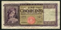 이탈리아 Italy 1947-1948 500 Lire P80a 미품