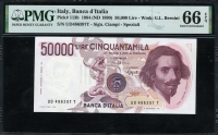 이탈리아 Italy 1984 ( 1990 )  50000 Lire 50,000 Lire, PMG 66 EPQ 완전미사용
