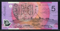호주 Australia 1995 5 Dollars P51a signature B. W.Fraser and E. A. Evans 미사용