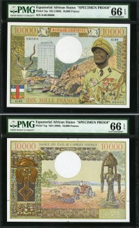 적도 아프리카 Equatorial African States 1968 10000 Francs P7sp Specimen Proof PMG 66 EPQ 완전미사용