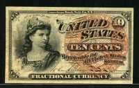 미국 1863년 소액 10 Cents FR-1257 미사용