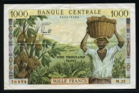 카메룬 Cameroun 1962 1000 Francs, P12 미품