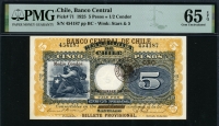 칠레 Chile 1925 5 Pesos ( 1.2 Condor ) P71 PMG 65 EPQ 완전미사용 최고등급