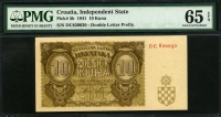 크로아티아 Croatia 1941, 10 Kuna, P5b, PMG 65 EPQ 완전미사용
