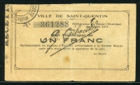 프랑스 France 1914  Ville De Saint-Quentin 1 Franc 미품