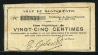 프랑스 France 1914  Ville De Saint-Quentin 25 Centimes 미품