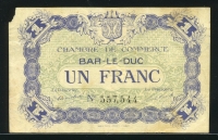 프랑스 France 1922 Chambre De Commerce 1 Franc 미품 (왼쪽 코너 손상)