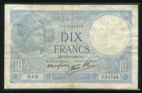 프랑스 France 1939-1942(1940), 10 Francs, P84, 보품