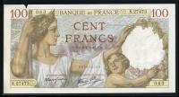 프랑스 France 1939-1942 ( 1942 ), 100 Francs, P94, 준미사용 (테두리 손상)