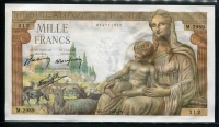 프랑스 France 1942-1944, 1000 Francs, P102, 미사용