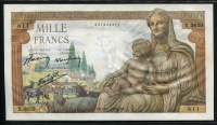 프랑스 France 1943,1000 Francs, P102, 미사용 (얼룩)