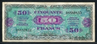 프랑스 France 1944, Allied Military 50 Francs, P117, 미품