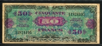 프랑스 France 1944, Allied Military 50 Francs, P122a, 미품