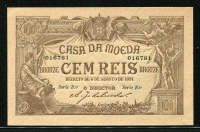 포르투갈 Portugal 1891 Casa Da Moeda 100Reis, P88, 미사용