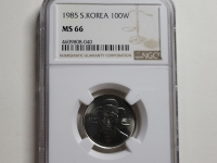 한국은행 1985년 준특년 100원 NGC MS 66 완전미사용