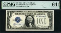 미국 1928년 블루실 1달러 FR-1600, PMG 64 EPQ 미사용