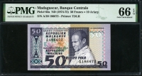 마다가스카르 Madagascar 1974-1975 50 Francs ( 10 Ariary ) P62a PMG 66 EPQ 완전미사용