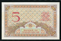 마다가스카르 Madagascar 1937 5 Francs, P35, 미사용- (테두리노랑얼룩)