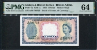 말라야 & 브리티쉬 보르네오 Malaya & British Borneo 1953 1 Dollar, P1,PMG 64 미사용