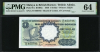 말라야 & 브리티쉬 보르네오 Malaya & British Borneo 1959 1 Dollar, P8A, PMG 64 미사용