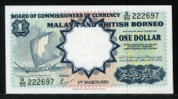 말라야 & 브리티쉬 보르네오 Malaya & British Borneo 1959 1 Dollar, P8A 미사용