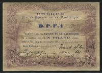 마르티니크 Martinique 1870, 1 Franc, P5A, 미품